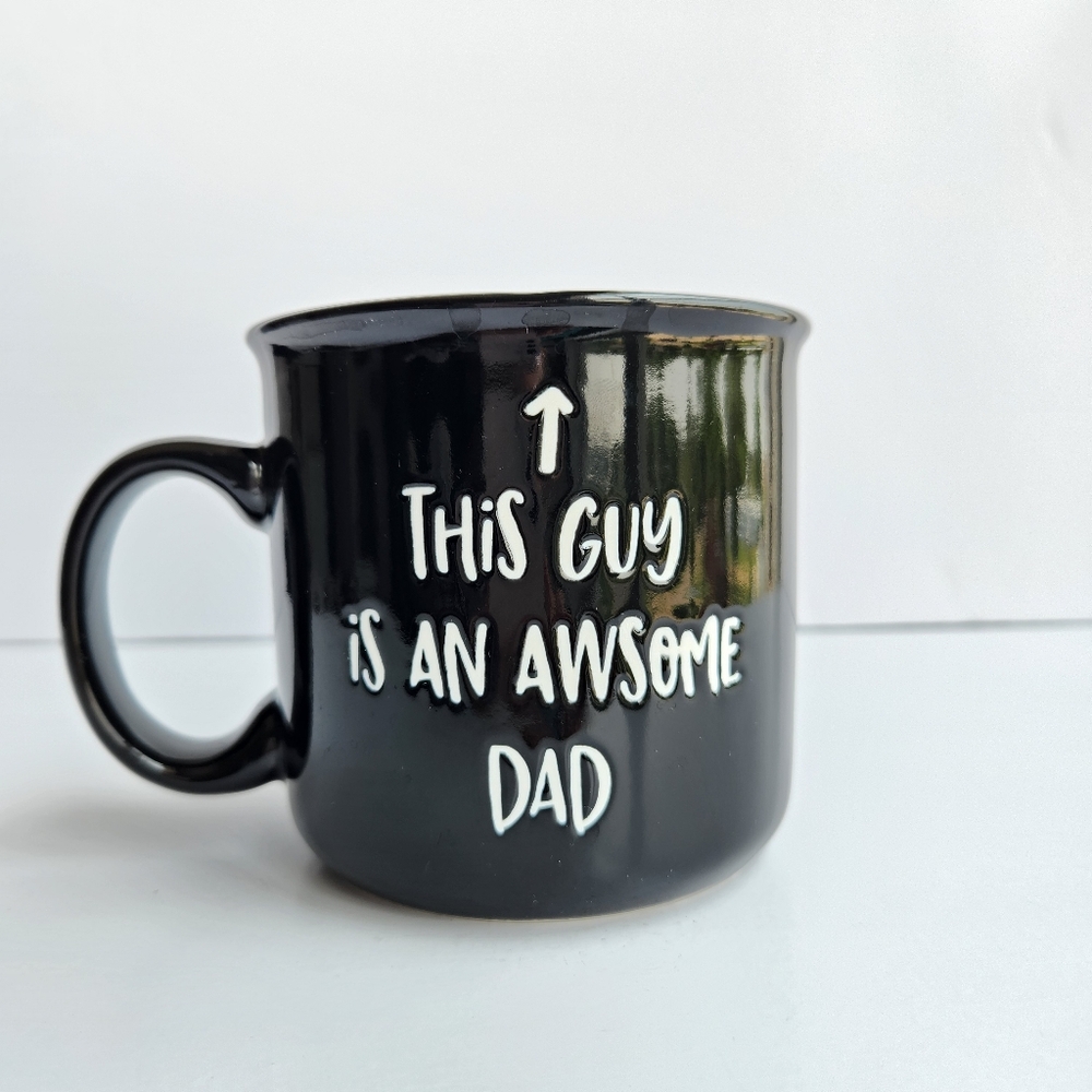 Prima Design "This Guy Is An Awesome Dad" Black Mug White Engraved Text 18 Oz